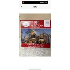 Holiday Time 300 Clear Icicle Lights White Wire Indoor Outdoor Incandescent 19ft